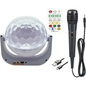 Resim Gaman Rgb Bluetoothlu Kareoke Hoparlör - Disko Topu Sese Duyarlı Renkler Kumandalı Renkli LED Top+Fm Radyo 