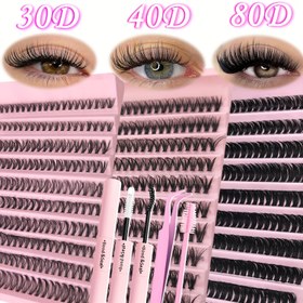 Resim 4'lü Set-200/60 Adet, 304080, Tekli Kirpik Uzatma Kiti - Karışık Uzunluklar 8-16mm, Doğal&Yoğun&Tıknaz, Tüm Göz Şekilleri İçin, Yumuşak & Rahat, Günlük Kullanım ve Partiler için DIY 3D Etkili Kirpikler 
