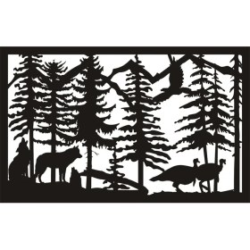 Resim Xpetrana- Kurtlar Hindiler ve Orman Temalı Duvar Dekor Sticker 40 x 24 cm 