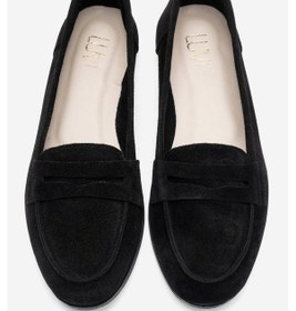 Resim Luvishoes F02 Siyah Süet Hakiki Deri Kadın Loafer Ayakkabı Siyah 