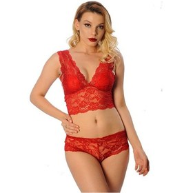 Resim Sistina Bayan Kırmızı Bralet Dantelli Sütyen Külot Takımı 6255 Kırmızı 