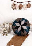 Resim Ottoman Pouffe İskandinav El Yapımı Derisi Bohem Bahçe Balkon Bungalov Puf Minder 60x30cm(DOLGULU) 