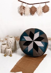 Resim Ottoman Pouffe İskandinav El Yapımı Derisi Bohem Bahçe Balkon Bungalov Puf Minder 60x30cm(DOLGULU) 