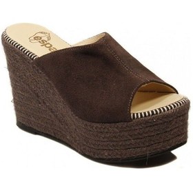 Resim Espadrilles Flash Velour Gri Süet Deri 10 Cm Hasır Tabanlı Dolgu Topuklu Kadın Ayakkabı Gri 