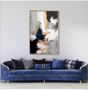 Resim Yağlı Boya Dokulu Tablo Kahve Siyah Altın Soyut Altın Çerçeveli U08071-179078 