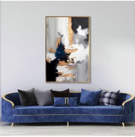 Resim Yağlı Boya Dokulu Tablo Kahve Siyah Altın Soyut Altın Çerçeveli U08071-179078 