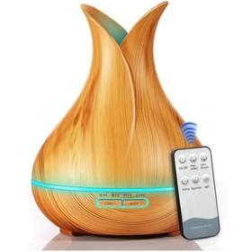 Resim NEFESKAR Uzaktan Kumandalı 550 ml Aroma Difüzörü -Kahve Rengi Ultrasonik Hava Nemlendirici (7 Renk LED) 