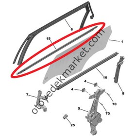 Resim Peugeot 5008 (2017-2023) Sol Arka Kapı Camı Dış Sıyırıcı Fitili (Orijinal) 