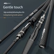 Resim ROLLFISH Karbon Fiber Balıkçılık Çubuğu - Yüksek Hassasiyetli Döner/Dökme Çubuk, 180.14cm ila 270.05cm Uzunluklar, M Gücü, Yem Ağırlığı 4-35g, Siyah Beyaz Vurgularla, Sığınan Balıkçılığı İçin Nazik Dokunuş - Olta Balıkçıları İçin Mükemmel Hediye, Olta Ekipmanı | Modern Balıkçılık Çubuğu | Dayanıklı Balıkçılık Aracı, Şükran Günü İçin Mükemmel 
