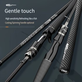 Resim ROLLFISH Karbon Fiber Balıkçılık Çubuğu - Yüksek Hassasiyetli Döner/Dökme Çubuk, 180.14cm ila 270.05cm Uzunluklar, M Gücü, Yem Ağırlığı 4-35g, Siyah Beyaz Vurgularla, Sığınan Balıkçılığı İçin Nazik Dokunuş - Olta Balıkçıları İçin Mükemmel Hediye, Olta Ekipmanı | Modern Balıkçılık Çubuğu | Dayanıklı Balıkçılık Aracı, Şükran Günü İçin Mükemmel 
