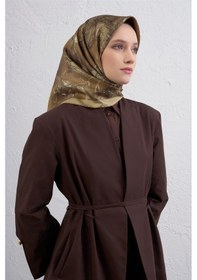 Resim Armine Çiçek Desenli Twill İpek Eşarp -2025/2026 -9409d Hardal 