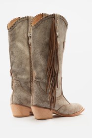 Resim Nobrand El Yapımı Kösele Taban Hakiki Dana Derisi Püsküllü Western Çizme 