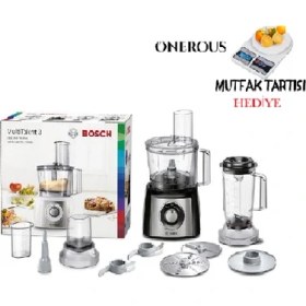 Resim Bosch Paslanmaz Çelik Diskler, Polikarbon Karıştırma Kabı Multitalent Mutfak Robotu 3000 Serisi Siyah 800W + Hediye 