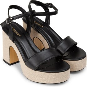 Resim Deery Siyah Platform Topuk Kadın Sandalet - K1040ZSYHM01 