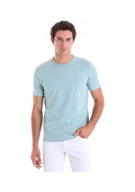 Resim Hatemoğlu Mint Regular Fit Düz Pamuklu Bisiklet Yaka Triko Tişört Mint 