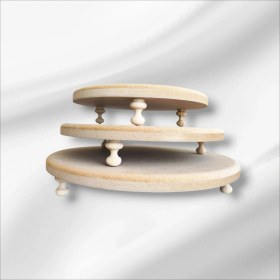 Resim Ahşap Boyanabilir-Ham Mdf- Üç Ayaklı Yuvarlak 3lü Sunumluk Takımı -Kahvaltı Sunumluk Takımı 