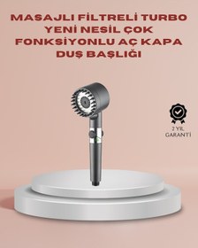 Resim Filtreli Masaj Özellikli Duş Başlığı Aç Kapa Tuşlu Siyah 
