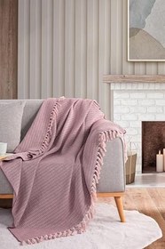 Resim Evim Pamuklu Vanes Renkli Bordo Koltuk Şalı - 130x170 Cm RENK BORDO 130 x 170 