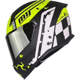 Resim Mts M-910 Vıgor Mat Siyah-Sarı Güneş Vizörlü Kask (Gri Camlı) 