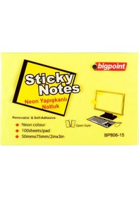Resim Bigpoint Yapışkanlı Not Kağıdı 75x50mm Neon Sarı 12'li Paket 