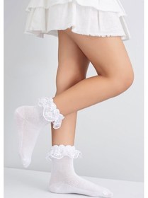 Resim Kız Çocuk Çorap Soket 2 Çift Beyaz-1887 Beyaz 