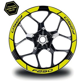 Resim Neon Sarı Bajaj F250 Geniş Jant Sticker Etiket Modeli 