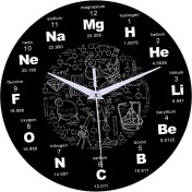 Resim CHASOE Modern Yuvarlak Matematik Duvar Saati Çocuklar Için 12IN Kuvars Saatler Ev Ofis Okul Kimyası (Yurt Dışından) 
