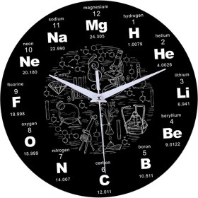 Resim CHASOE Modern Yuvarlak Matematik Duvar Saati Çocuklar Için 12IN Kuvars Saatler Ev Ofis Okul Kimyası (Yurt Dışından) 