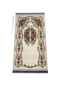 Resim Lüks Gülce Şönil Seccade Krem Tesbih Hediyeli 