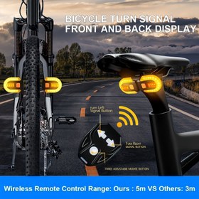 Resim Kablosuz Uzaktan Kumandalı LED Bisiklet Dönüş Sinyal Işıkları, USB Şarj Edilebilir Arka Işık Seti, Parlak 3-Mod Bisiklet Güvenlik Flaşörü, ABS Seatpost Mount, Şarj Edilebilir Lityum Polimer Batarya ile Bisikletler ve Motosikletler için Sevgililer Günü, Şükran Günü, Noel, Yılbaşı 