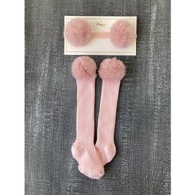 Resim Pempem Bandana Pempembandana Kız Bebek Uzun Peluş Ponponlu Çorap Bandana Set 