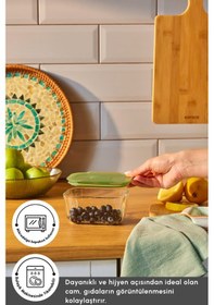 Resim Karaca Green Dikdörtgen Saklama Kabı 470 Ml Yeşil 