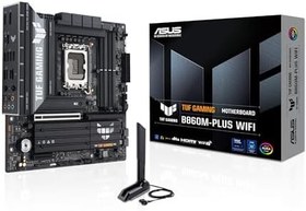 Resim ASUS TUF GAMING B860M PLUS WIFI Intel mATX anakart, 12+1+2+1 80A DrMOS güç aşamaları, DDR5, PCIe 5.0, 3xM.2 yuvaları, WiFi 7, 2.5Gb Ethernet, DisplayPort, HDMI, DP Alt modlu USB 20Gbps Tip-C 