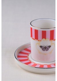 Resim Tabak Evi Porselen Butterfly Collection Altın Yaldızlı Kahve Fincanı 85cc Kırmızı Tekli Çok Renkli 
