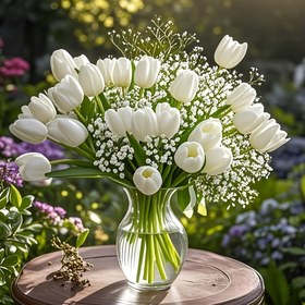 Resim 20 adet Güzel Yapay Gypsophila + 10 Beyaz Simülasyon Tulip Ev Dekorasyonu Buketi Seti, Düğün, Ev ve Ofis Dekorasyonu için Uygun, Anneler Günü ve Bahar Dekorasyonu için Mükemmel, Çiçek Dekorasyonu, Ev, Dış Mekan, Oturma Odası, Düğün Dekorasyonu, Sevgililer Günü, Anneler Günü Merkezi Dekorasyonlar için Uygun - Plastik, Pil Yok, Vazo Dahil Değil, Çiçek Buketi Aksesuarları 