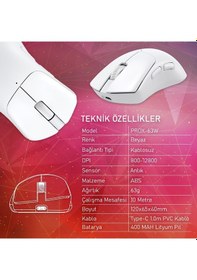 Resim Gameagle PROX-63W Ultra Hafif Kablosuz 3 Mode Optik Oyuncu Mouse 