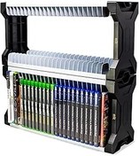 Resim ADZ Evrensel Oyun Tutucu - PS2 PS3 PS4 PS5 PSP Xbox 360 Xbox One Serisi X Wii Switch Oyunları DVD ve Blu-Ray Diskler için 46 Oyun Depolama Kulesi Rafı. 2 Denetleyici Yuvası İçerir 