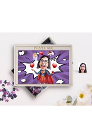 Resim Bk Gift Kişiye Özel Süper Anne Karikatürlü 1000 Parça Profesyonel Puzzle-1 