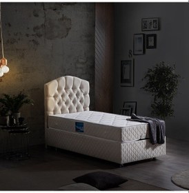 Resim Setaymobilya Baza, Zümrüt Krem Tek Kişilik Baza + Başlık + Orthosoft Yatak 