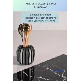 Resim Evene Tezgah Üstü Kaşıklık Dekoratif Dik Kaşıklık Silindir Kaşıklık Gümüş Eskitme Renk Model 79 
