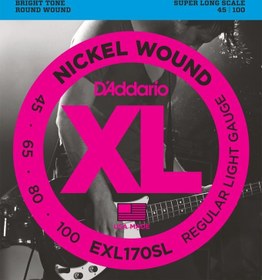Resim D'Addario EXL170SL XL Nickel Serisi Bas Gitar Tel Seti (Regular Light - 45-100 - Super Long Scale) 