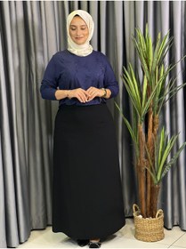 Resim Butik büyük beden Düz Krep Etek 
