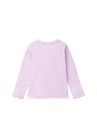 Resim United Colors Of Benetton Kız Çocuk Lila Önü Su Bazlı Logo Baskılı Normal Kesim Uzun Kollu T-shirt LİLA 