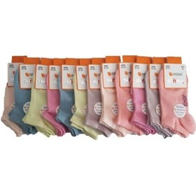 Resim Kız Çocuk Modal Dikişsiz Patik Kısa Çorap 12 Li Paket Karışık 