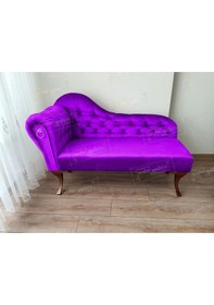 Resim Ters Kol Dekoratif Bihter Koltuk Josefin Puf 120 Cm Ceviz Ayak Lila 