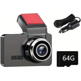 Resim Chuangyinshop 1080p Hd 3 Inç Araç Kamerası Gece Görüşlü Geniş Açı 64g Kartlı Tek Kayıt Kameralı Geri Kamerasız 