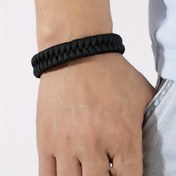 Resim 1 adet Eyekan El Yapımı Dokuma Paracord Bileklik - Şık Siyah Sentetik Lif, Dış Mekan Kamuflaj Tasarımı, Erkek ve Kadınlar için Çok Fonksiyonlu Anahtarlık Askısı, Taktiksel Ekipman|Örgü Tasarım|Dokuma Dokusu 