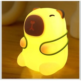 Resim Capibara Lamba, Kısılabilir Ve Zamanlama İle Dokunmatik, Usb Şarjlı Silikon Gece Lambası Krem 