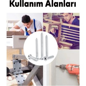 Resim mobilyap Std 5X40 Sunta Vidası Sivri Uçlu Ahşap Tahta Ağaç Mobilya Ayak Kulp Vidası 10 Adet 
