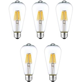 Resim Edison ST64 LED Rustik Ampul 6500K Beyaz 4 W 5'li 